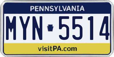 PA license plate MYN5514