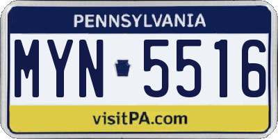 PA license plate MYN5516