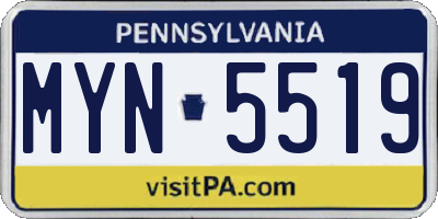 PA license plate MYN5519
