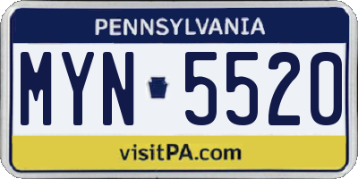 PA license plate MYN5520