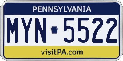 PA license plate MYN5522