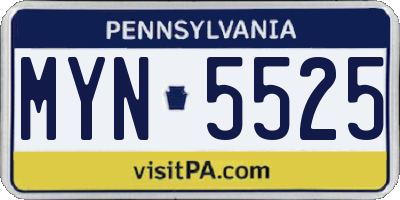 PA license plate MYN5525