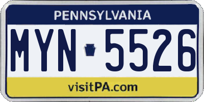PA license plate MYN5526