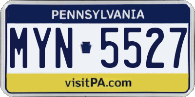 PA license plate MYN5527