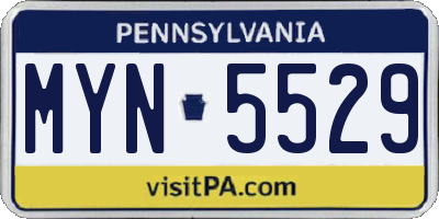 PA license plate MYN5529