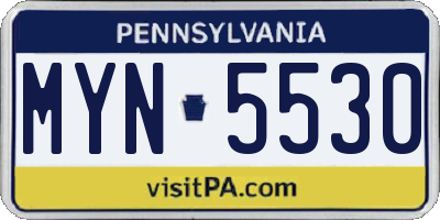 PA license plate MYN5530