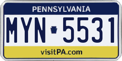 PA license plate MYN5531