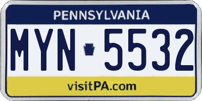 PA license plate MYN5532