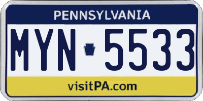 PA license plate MYN5533