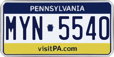 PA license plate MYN5540