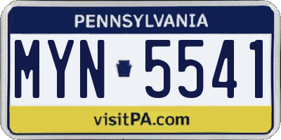 PA license plate MYN5541