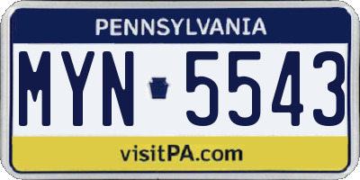 PA license plate MYN5543
