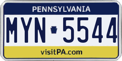 PA license plate MYN5544
