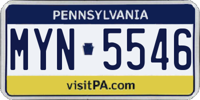 PA license plate MYN5546