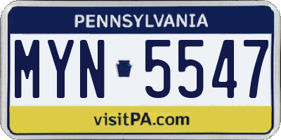 PA license plate MYN5547