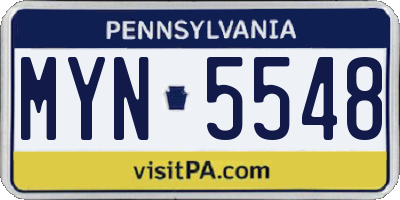PA license plate MYN5548
