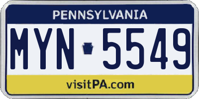 PA license plate MYN5549