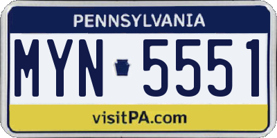 PA license plate MYN5551