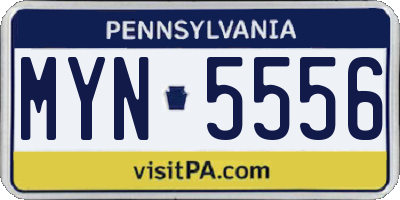 PA license plate MYN5556