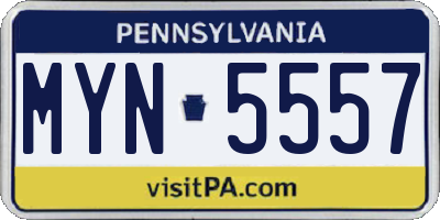 PA license plate MYN5557