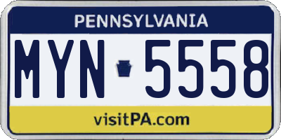 PA license plate MYN5558