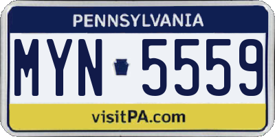PA license plate MYN5559