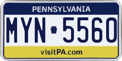 PA license plate MYN5560