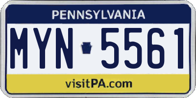 PA license plate MYN5561