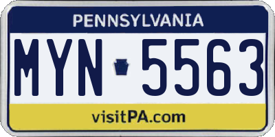 PA license plate MYN5563
