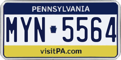 PA license plate MYN5564