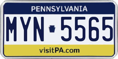 PA license plate MYN5565