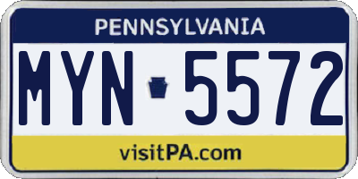 PA license plate MYN5572