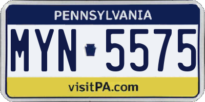 PA license plate MYN5575