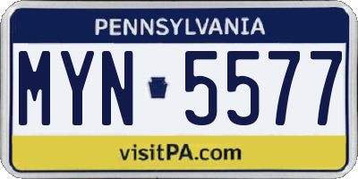 PA license plate MYN5577