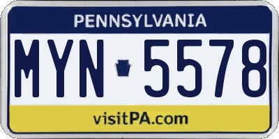 PA license plate MYN5578