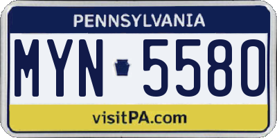 PA license plate MYN5580