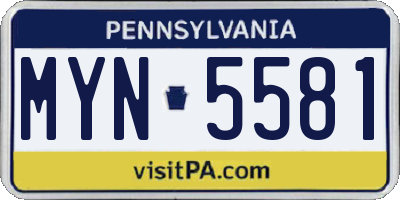 PA license plate MYN5581