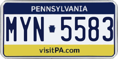PA license plate MYN5583