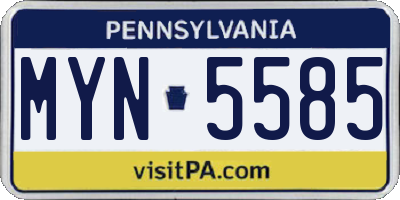 PA license plate MYN5585