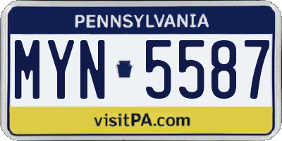 PA license plate MYN5587