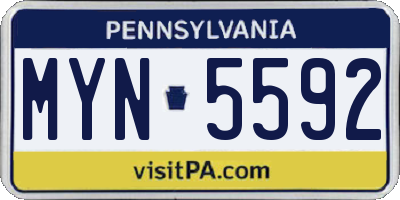 PA license plate MYN5592