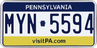 PA license plate MYN5594