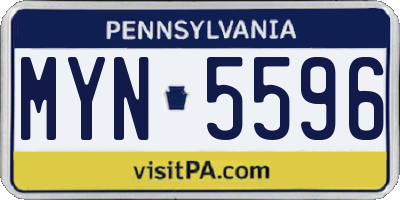 PA license plate MYN5596