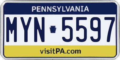 PA license plate MYN5597
