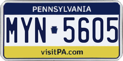 PA license plate MYN5605