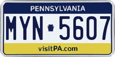 PA license plate MYN5607