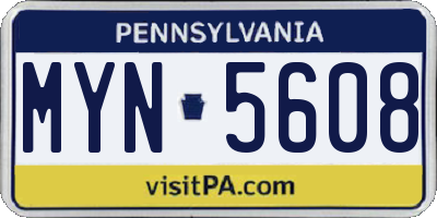 PA license plate MYN5608