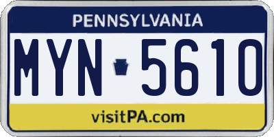 PA license plate MYN5610