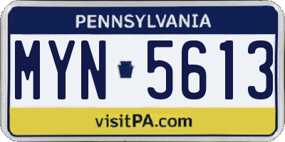 PA license plate MYN5613
