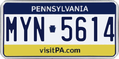 PA license plate MYN5614